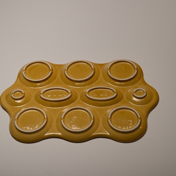 Midcentury Yellow Ceramic Condiment Platter - Picture 10 of 13